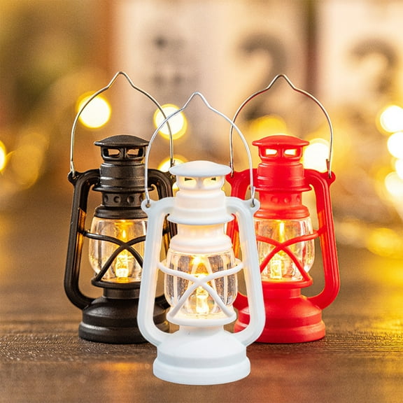 chaungfeng 3PCS Farmhouse Rustic Accent Kerosene Electric Lantern, Oil Lamp with LED Bulb, Nightstand Table Light Study Room 3.14 Inches Tall Cabin Kitchen Winery Restaurant Bar