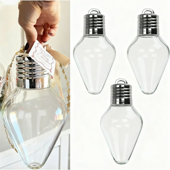 chaungfeng 3PCS Large Fillable Christmas Bulb,Ornament Gift Jar Fillable,Jumbo Christmas Light Bulb Gift Container,DIY Personalized Shape Jar Clear Plastic for Crafts & Party Favors