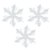 chaungfeng 3pcs White Snowflake Ornaments, Christmas Tree Decorations, Plastic Glitter Hanging Snow Flakes for Indoor Winter Christmas Tree Wonderland Decor