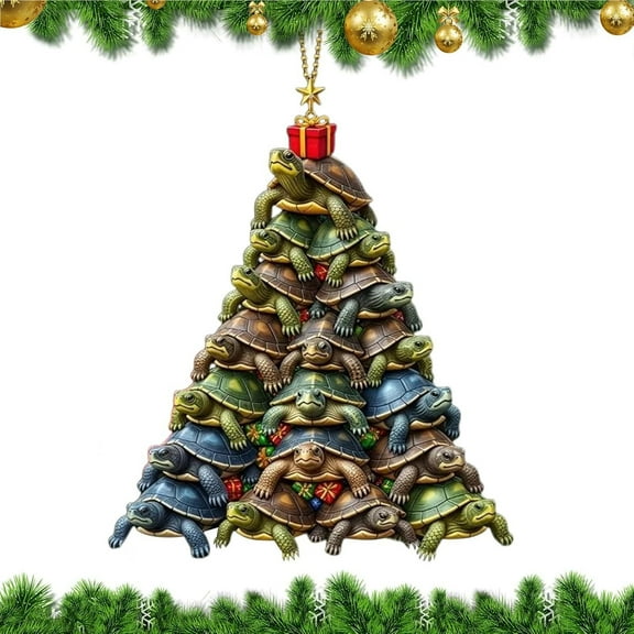chaungfeng 4 Inches Sea Turtle Ornament, Green Christmas Hanging Pendant, for Tree Window Door Decor, Garden Party, Holiday Event