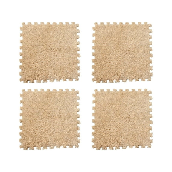 chaungfeng 4 Pack Interlocking Foam Plushs Carpet Tiles - 12" x 12", 12 Sq,Ft Carpet Squares Protective Floor Mats Crawling Exercise Area Rugs for Living Room and Bedroom, Home Use