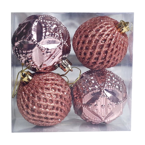 chaungfeng 4 Pcs Christmas Tree Decorations Ornament Set for Fall Halloween, 50ct 2.36 Inches Mesh Ball Painteds Shatterproof Christmas Ball Ornaments Hanging Xmas Holiday Party Decor