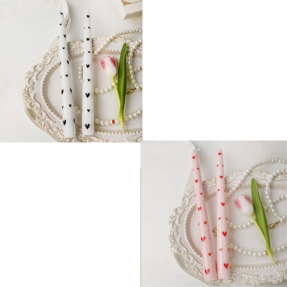 chaungfeng 4Pcs Heart Taper Candles, Valentine Heart Decorative Candles Long Unscented Candle Sticks for Birthday Wedding Anniversary Party Home Table Decor