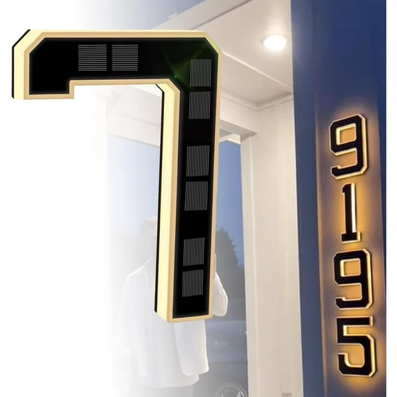 chaungfeng 5 Inch Solar Lighted House Numbers for Outside, Light Up Waterproof LED Address Numbers Signs for Houses, Large Personalized Illuminated Modern House Numbers Light (7-Black, 5IN)