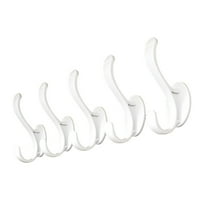 chaungfeng 5 Pack Non Perforated Coat Hooks, Wall Mount Heavy Duty Utility Retro Double Hooks for Hanging Coats,Hat, Towel, Key, Robe, Scarf, Bag, Cap