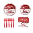 thumbnail image 1 of chaungfeng 50-Piece Disposable Tableware, Christmas Party Set - 10pc 10" Plates, 10pc 7" Plates, 10pc Plastic Forks and 20pc 13" Napkins, for Gatherings, Holiday Celebrations, Festive Meals, 1 of 6
