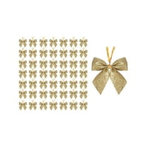 chaungfeng 50 Pieces Glitter Christmas Tree Bow Ribbon Bows, Christmas Tree Wreath Hanging Ornaments for Holiday Christmas Decorations, 2x2 Inch