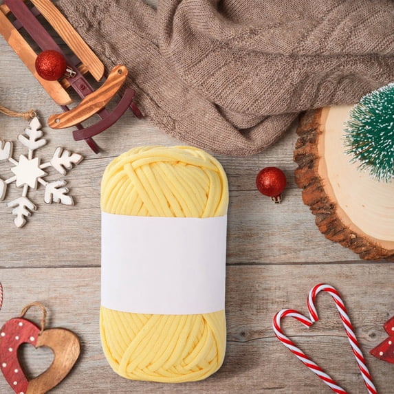 chaungfeng 50g Cotton Hollow Core-Filled Milk Cotton Yarn for DIY Knitting, Crochet, and Craft Projects(04Goose Yellow)