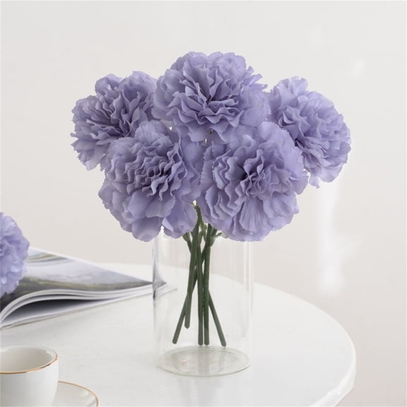 chaungfeng 5PC Blue Silk Carnation Picks, Artificial Flowers for Weddings, Decorations