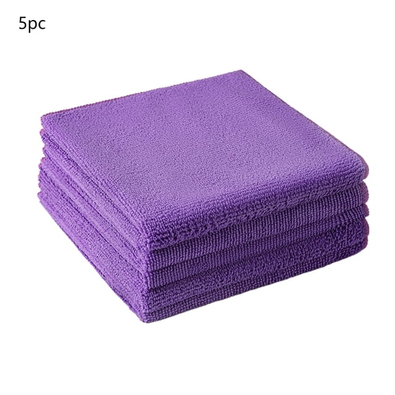 chaungfeng 5pc Microfiber Cleaning Cloth, Dish Cloths for Washing Dishes, Thickened Absorbent Kitchen Towels Rags for Cleaning House Keeping Wiping Table Wiping Car 11.81"x11.81" (Purple)