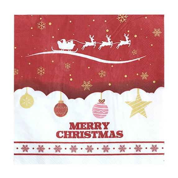 chaungfeng 6.7 Inch Square Red Christmas Napkins, Disposable Merry Christmas Snowflake Printing Party Towels, for Holiday Dining, Table Setting, Festive Gatherings(20PC)