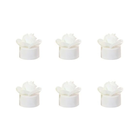 chaungfeng 6 Pack LED Tea Lights Candles with Artificial Rose Petals, Flameless Battery Operated Candles, Romantic Decorations Night Set for Valentines, Wedding Decor (White, 6 Pack)