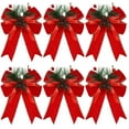 thumbnail image 1 of chaungfeng 6-Pack Velvet Ribbon Bow Set, Pinecone Berry Wreath Bows, for Christmas Tree Decor, Gift Wrapping, Holiday Craft, 5.12x5.91 Inches, 1 of 6