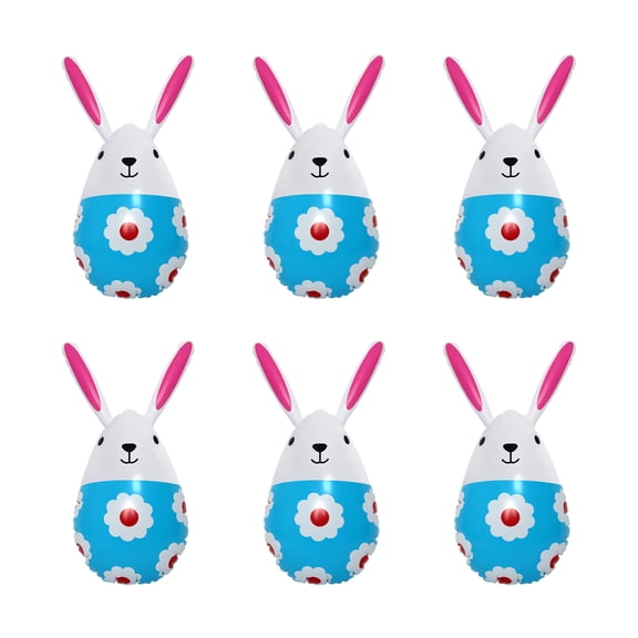 chaungfeng 6PCS Inflatable Easter Egg, 15.7 Inch Large Outdoor Courtyard Rabbit Shape Decoration for Lawn, Garden, Spring Party (Blue)