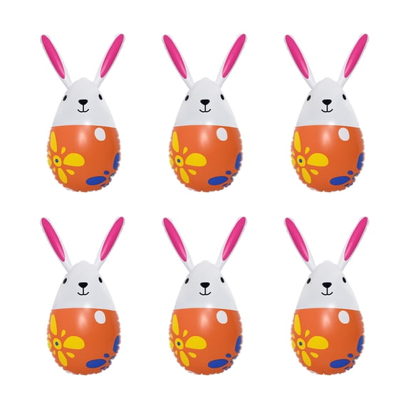 chaungfeng 6PCS Inflatable Easter Egg, 15.7 Inch Large Outdoor Courtyard Rabbit Shape Decoration for Lawn, Garden, Spring Party (Orange)