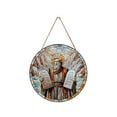 thumbnail image 1 of chaungfeng 7.87 Inch Holy Mother & Jesus Stained Wooden Ornament– Religious Christmas Ornament, Nativity Window Hanging Pendant, Xmas Tree Decoration,Keepsake, Gift, 1 of 6