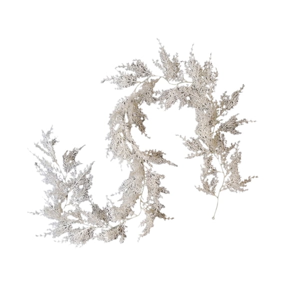 chaungfeng 70 Inches Artificial Christmas White Cedar Garlands, Faux Hanging Pine Cypress Christmas Decor Rattan for Holiday Winter Wedding Party Fireplace Tabletop Stairs(White)