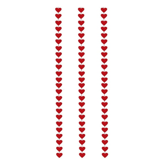 chaungfeng 72 Red Hearts Felt Garland - 3 Pcs 9.1ft Valentines Red Heart Hanging String Garland - Valentines Decor - Valentines Wedding Anniversary Birthday Party Supplies