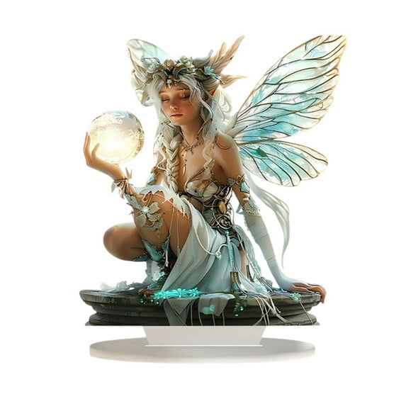 chaungfeng Acrylic Forest Fairy Tabletop Standing Decorative Piece, 2D Flat Ornament for Living Rooms Bedrooms and Windowsills, Gift for Holiday (D)