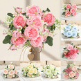 thumbnail image 1 of chaungfeng Admired by Nature Artificial Rose Flowers Bouquet, 5 Heads Faux Rose Wedding Bouquet for Bride Bridesmaid, Centerpieces Floral Arrangement Home Decoration, Pink, 1 of 8