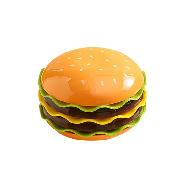 chaungfeng Adorable Burger Style 7-piece Dinnerware Set, 6.5 Inch Dinner Dessert Plates with Lids and Cereal Bowls Tableware Gift