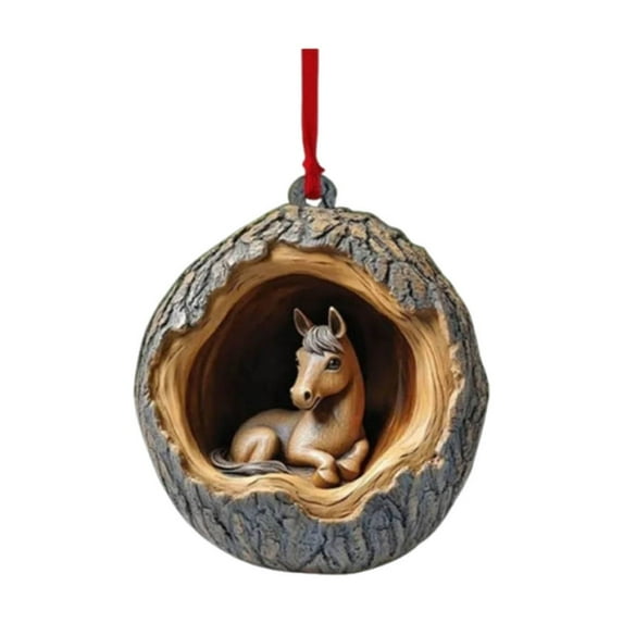 chaungfeng Animal Christmas Ornament, Forest Animal Christmas Decorations for Tree, 2D Acrylic Hanging Ornament, for Animal Lovers Gift (Horse)