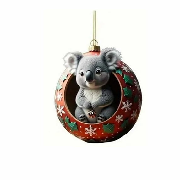 chaungfeng Animal Christmas Ornament, Forest Animal Christmas Decorations for Tree, 2D Acrylic Hanging Ornament, for Animal Lovers Gift (Koala)