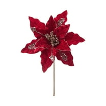 chaungfeng Artificial Christmas Flower, Red Glitter Poinsettia Arrangement, Vase Decor, for Home, Office, Holiday