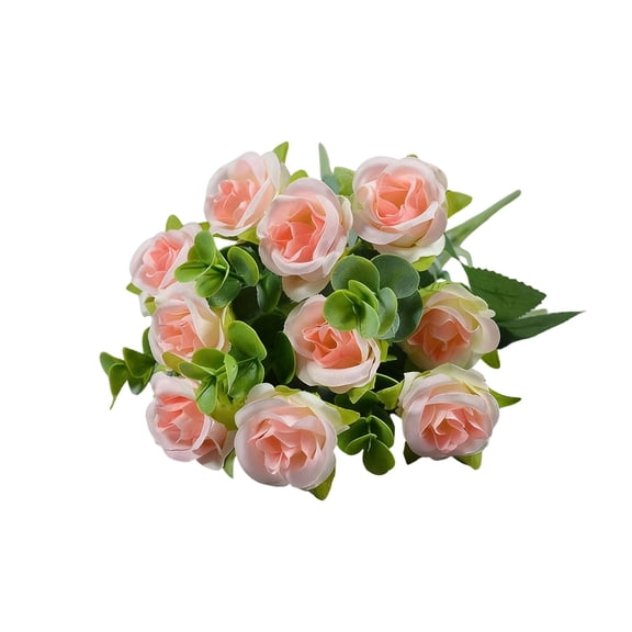 chaungfeng Artificial Flowers Decoration, Fake Peony Silk Rose Flowers Bouquet Fall Floral Arrangement for Table Centerpieces Home Living Room Weddings Decor (1, Pink)