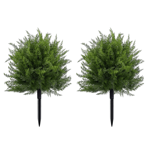 chaungfeng Artificial Topiary Bushes for Outdoors with Spike, Boxwood Ball Fake Shrubs Faux Plants for Indoor Outdoor Fall Thanksgiving Halloween Decor (Cedar Topiary Ball Trees)