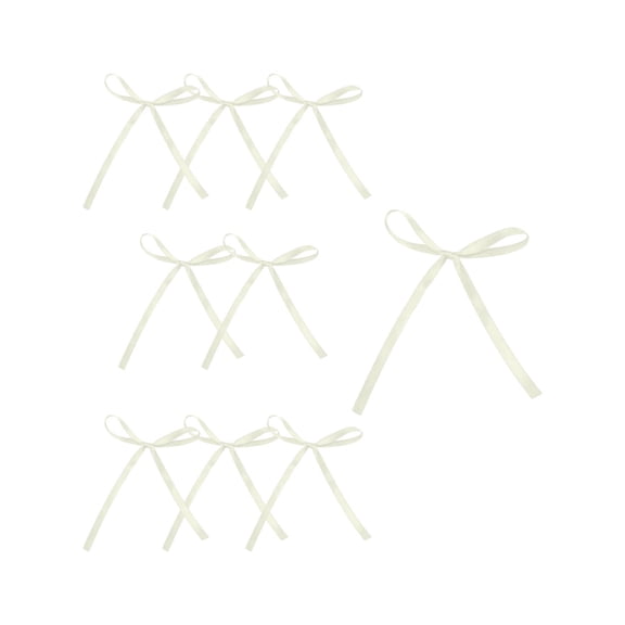 chaungfeng Beige 10 Pcs Stain Ribbon Bows, 3.54x3.94 Inch Twist Tie Bows for Candlestick Gift Wrapping Cake Treat Bags Craft DIY Gift Wedding Valentine's Day Birthday Party Decorations