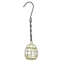 chaungfeng Bird Feeder, Suet Ball Feeders for Outside Hanging, Metal Hanging Bird Feeder with Hooks, Fat Ball Bird Feeder Suet Feeder for Wild Birds Outdoor Garden (Gold)