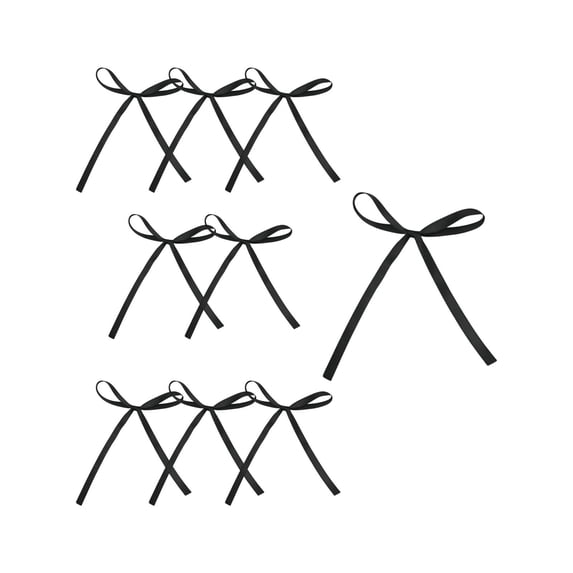 chaungfeng Black 10 Pcs Stain Ribbon Bows, 3.54x3.94 Inch Twist Tie Bows for Candlestick Gift Wrapping Cake Treat Bags Craft DIY Gift Wedding Valentine's Day Birthday Party Decorations
