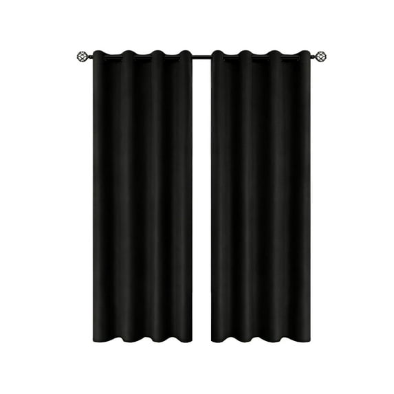 chaungfeng Blackout Curtains, Perforated Style Room Darkening Window Treatments Insulated Thermal Curtain Drapes for Bedroom/Living Room,39x79 inches (Black)