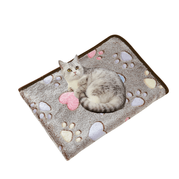 chaungfeng Blanket-Flannel-Small-Printed Throw for Cats Dog Puppy Animals, Soft Fluffy Fleece Pet Blankets Warm Sleep Mat Cute Paw Khaki 30"x20.5"