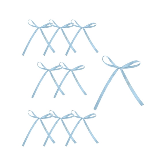 chaungfeng Blue 10 Pcs Stain Ribbon Bows, 3.54x3.94 Inch Twist Tie Bows for Candlestick Gift Wrapping Cake Treat Bags Craft DIY Gift Wedding Valentine's Day Birthday Party Decorations