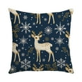 thumbnail image 1 of chaungfeng Blue Christmas Pillow Cover, Linen Elk Snowflake Christmas Tree Design, 18x18 Inch for Sofa Cushion, Bedroom Decor, Holiday Display, 1 of 6