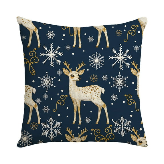 chaungfeng Blue Christmas Pillow Cover, Linen Elk Snowflake Christmas Tree Design, 18x18 Inch for Sofa Cushion, Bedroom Decor, Holiday Display