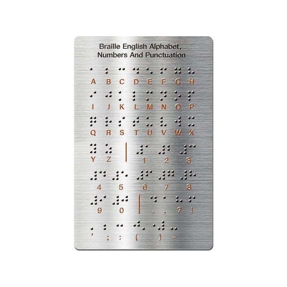 chaungfeng Braille Alphabet Board with Raised Dots, Numbers & Punctuation Braille Learning for Beginners, Education Gifts, Braille Teaching Aid for Blind Adults (7.25 x 4.7 Inches)