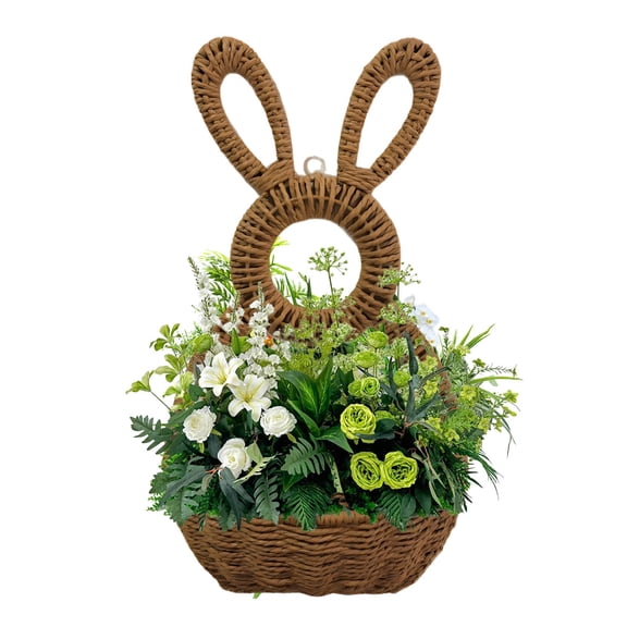 chaungfeng Bunny Wall Hanging Basket, 8,66 x 15 Inch Woven Hanging Planter for Floral and Branches, for Home Decor Easter Display