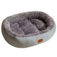 thumbnail image 1 of chaungfeng Calming Dog Bed & Cat Bed, Warming Cozy Soft Oval Winter Long Plush Cushion Bed for Small Medium Dogs and Cats, Washable Portable Pet Bed 16"x20" Gray, 1 of 6