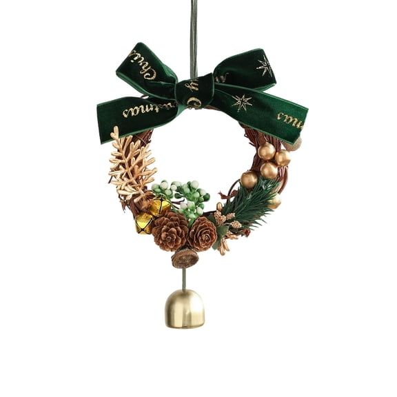 chaungfeng Christmas Bow Pines Cones Wreath Ornaments, Tree Pendant Bells Decoration for Party Shopping Mall Holiday Window Scene Layout Car Hanging Decorations