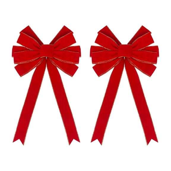 chaungfeng Christmas Bows, for Gift Wrapping, Tree Decor, Wreath, Craft, Wedding, Party, Red Bows for Bakery Candy Bags, Home Decor, 11x19.6 Inches