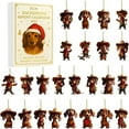thumbnail image 1 of chaungfeng Christmas Countdown Calendar - 24-Day Dachshund Theme Pendant Countdown Calendar,Seasonal 2D Flat Ornaments for Window Wall Fence Mantel Living Room Tree, 1 of 3