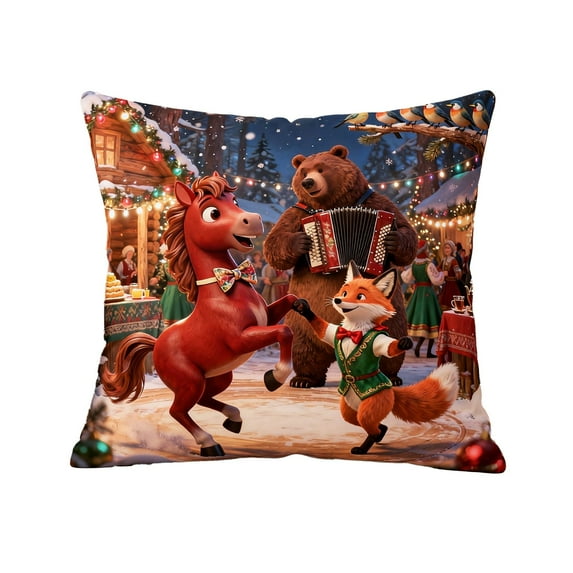 chaungfeng Christmas Decorations, Print Christmas Pillow Covers 18" x 18", with 8 Cute Patterns, Throw Pillow Covers for Home Christmas Decor, Soft Linen Material