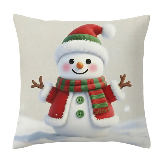 chaungfeng Christmas Decorations, Print Christmas Pillow Covers 18" x 18", with 8 Cute Patterns, Throw Pillow Covers for Home Christmas Decor, Soft Linen Material