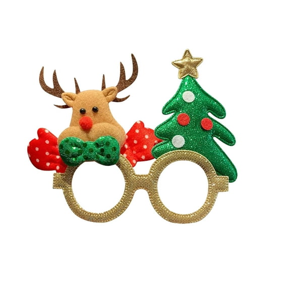 chaungfeng Christmas Eyeglass Frames, Cartoon Print Costume Party Accessory, for Holiday Photos, Festive Events, Gift Giving