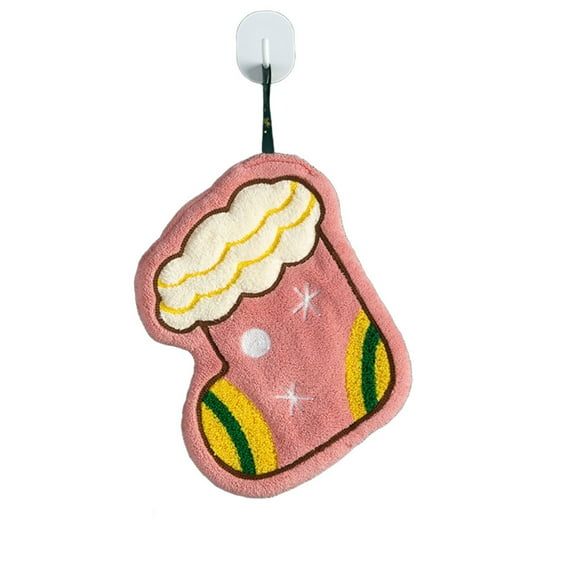 chaungfeng Christmas Hand Towels for Bathroom Kitchen, 6.9 × 12inch Microfiber Coral Velvet Hand Dry Towels, Hanging Washcloths Dish Towel for Holiday Using (Stocking)