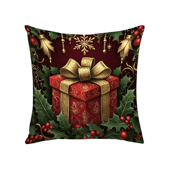 chaungfeng Christmas Linen Pillow Cover, Christmas Reindeer Snowman Printed Pattern Decorative Sofa Cushion Cases, 45x45cm Holiday Decor, Soft Fabric, for Living Room, Bedroom, Chair