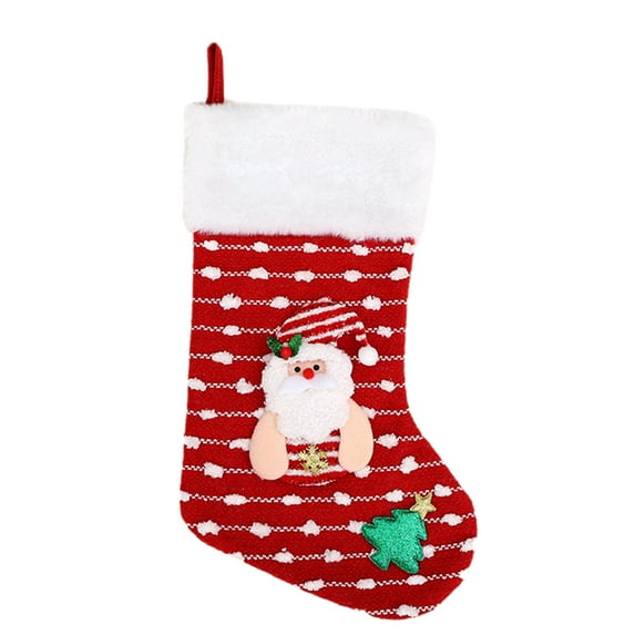 chaungfeng Christmas Stocking Ornament, Large Gift Bag Decor, Plush Hanging Tree Pendant, for Festival Arrangement, Party Display, Gift Giving, 10x17 Inches